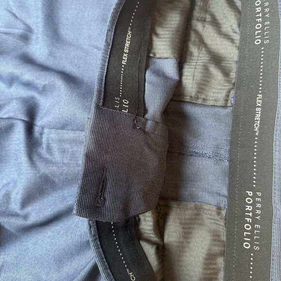 Perry Ellis Portfolio Luxe Men's Dress Pants 36x32 Flex Classic Fit Blue - Picture 2 of 4